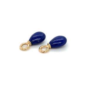 Lapis lazuli oorbedels met 14kt geelgouden oog