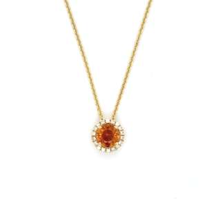 18kt geelgouden hanger met citrien en diamant.