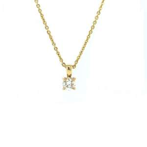 18kt geelgouden hanger met diamant. 0.25ct.