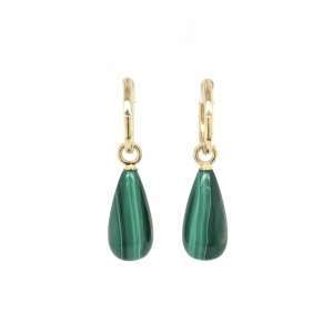 14kt geelgouden oorbedels met malachiet